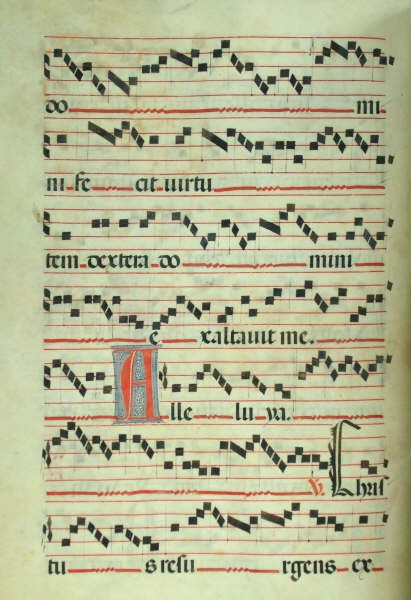 Music notation for a Spanish antiphoner with some illumination
