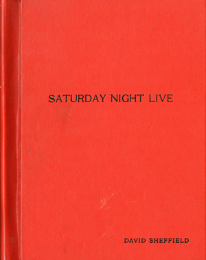 Leather bound cover from a Saturday Night Live script bound for David Sheffields last episode as head writer.  