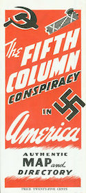 Anti-communism poster with the words The Fifth Column Conspiracy in America, Authentic Map and Directory.