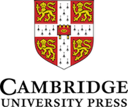 Cambridge University Press Logo shows a red, gold, black and white shield with a design similar to a lion on four squares.