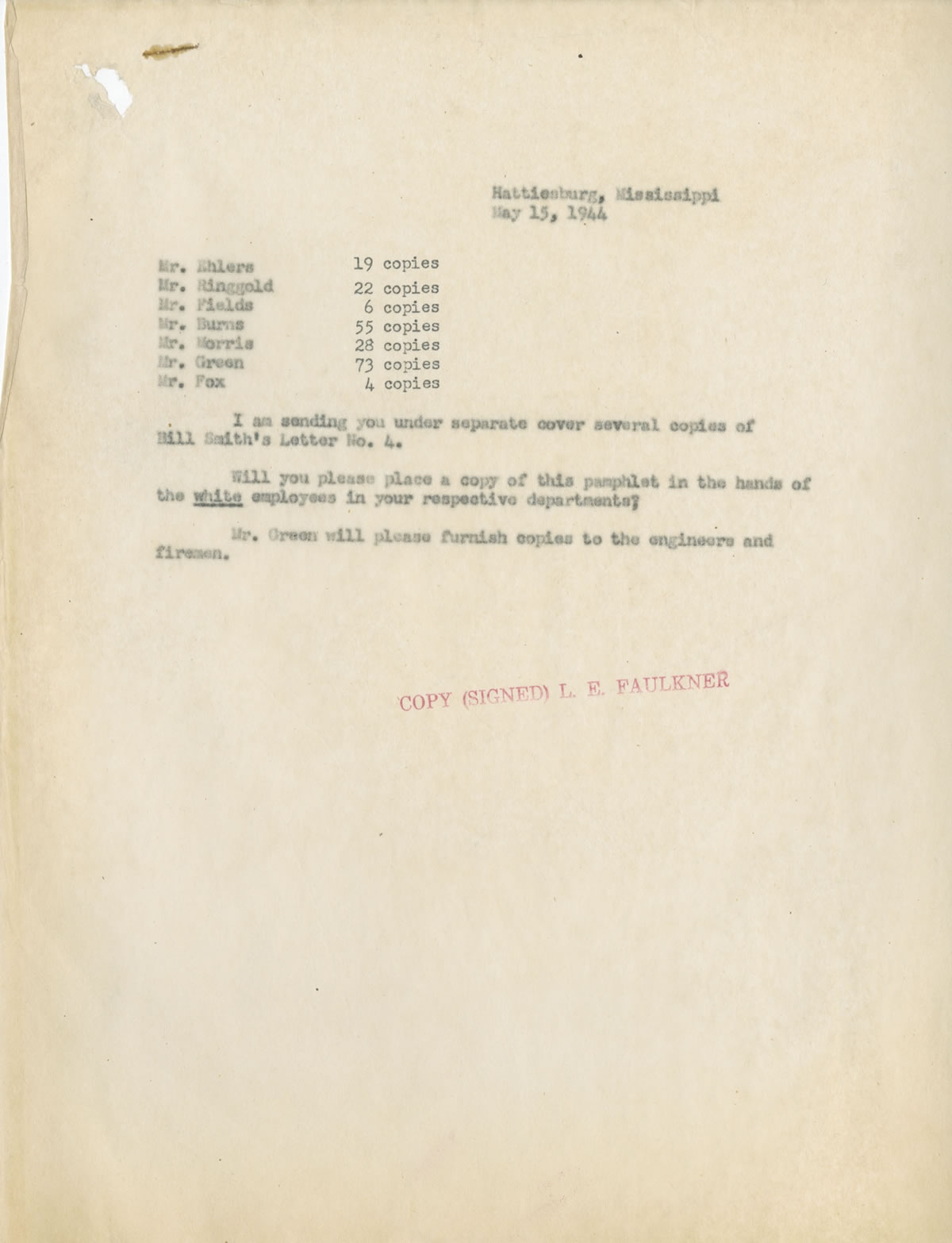 Bill Smith Letter 15 April 8 1946