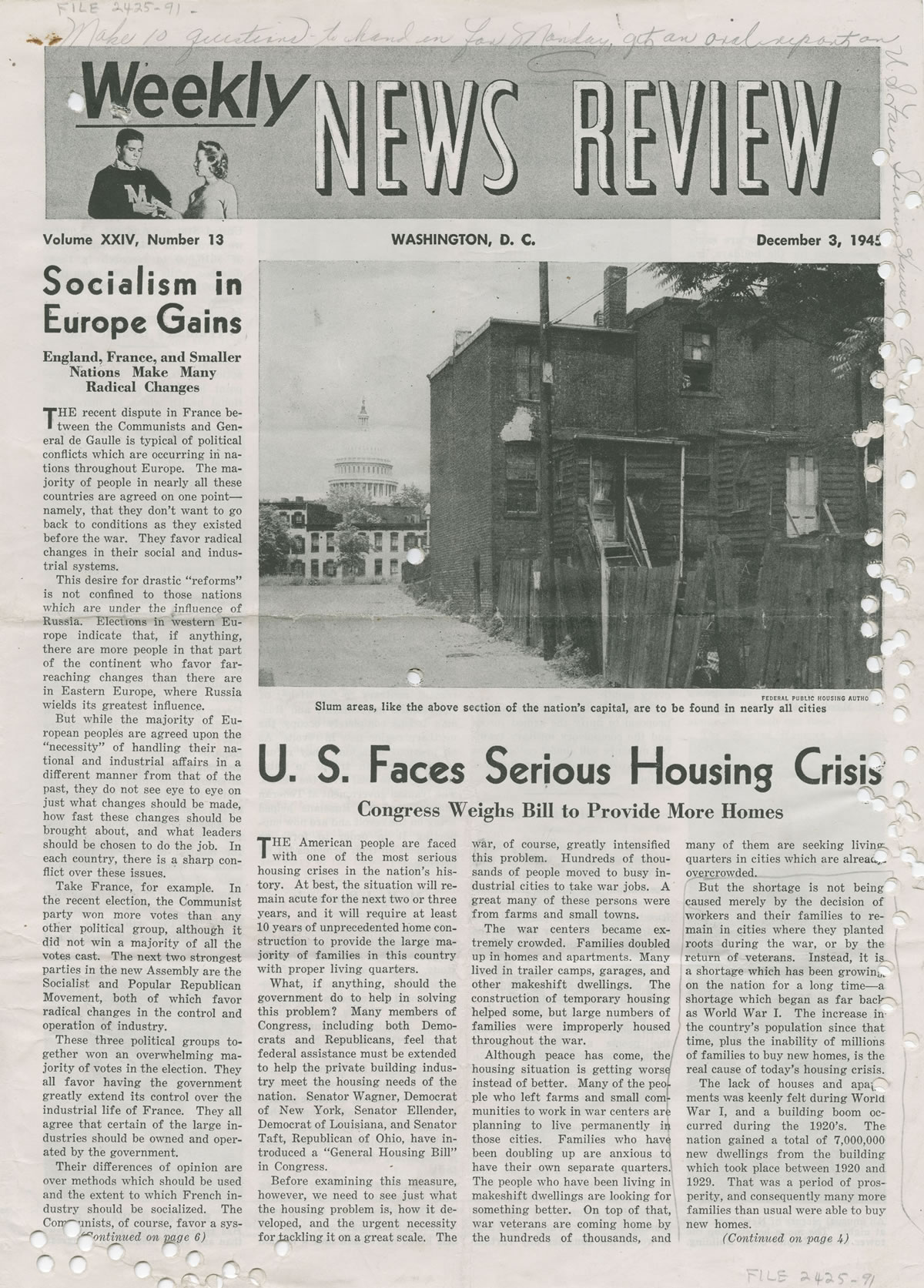 Weekly News Review (pages 1,6), December 3, 1945 