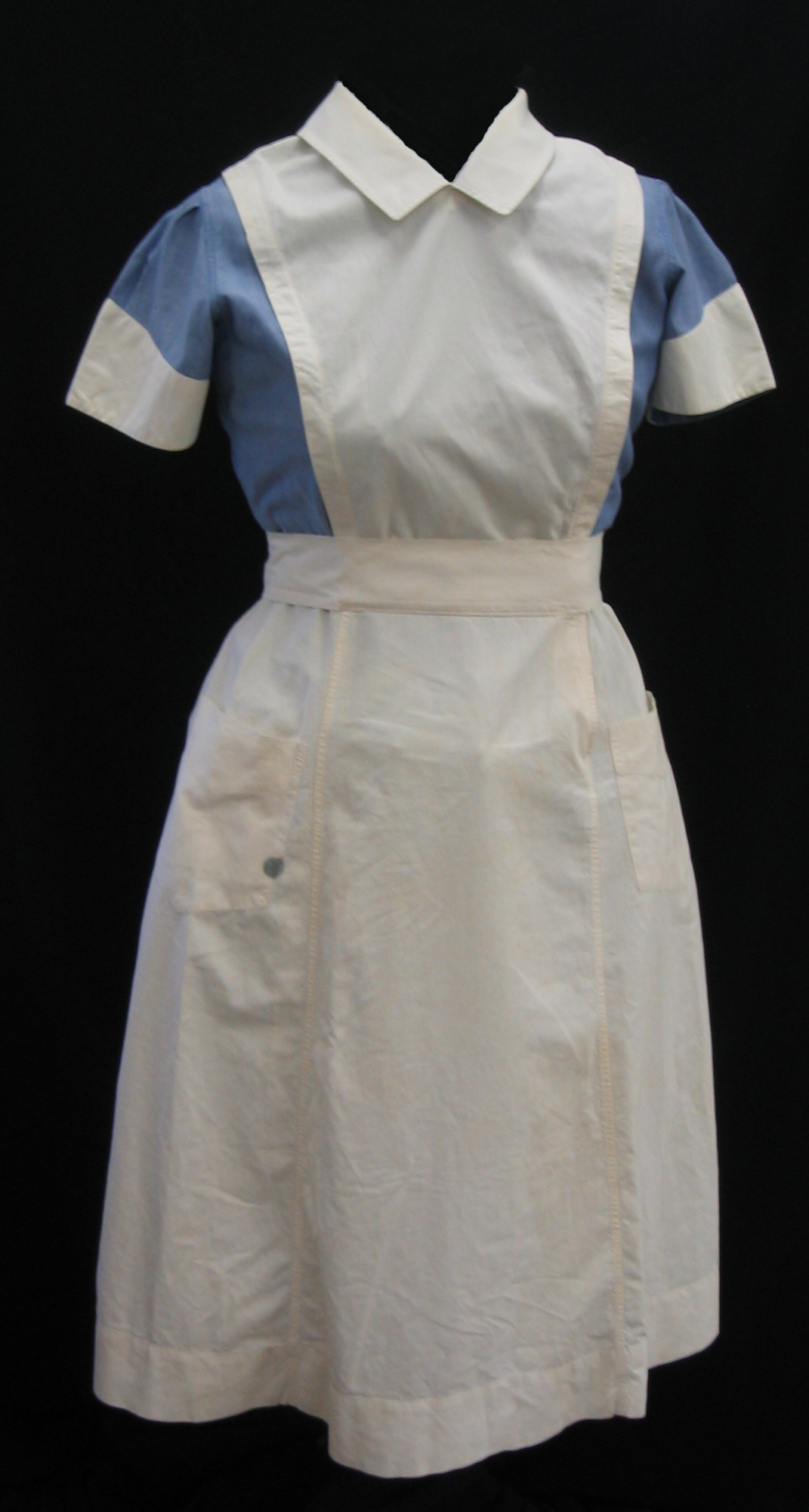 Blue and white nurses uniform from 1957.  